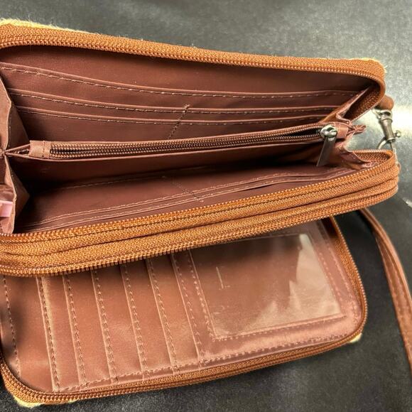 Western Tan & Brown Straw Wallet Purse - Picture 4 of 7